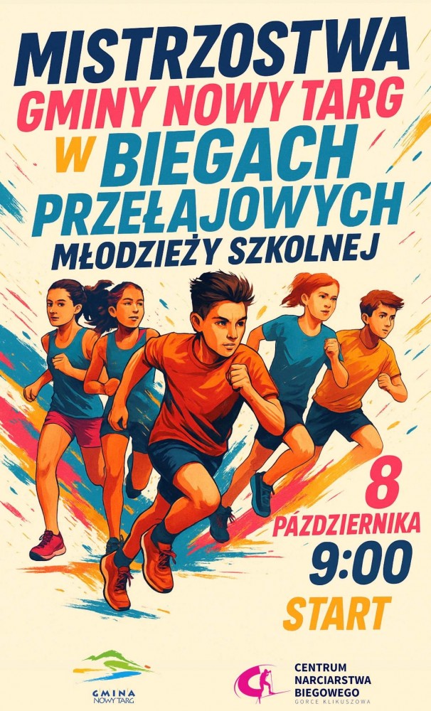 Mistrzostwa Gminy Nowy Targ młodzieży szkolnej w biegach przełajowych 08.10.2025 - zapowiedź