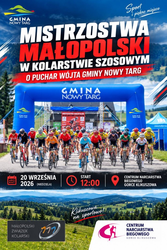 Mistrzostwa Małopolski w Kolarstwie Szosowym o Puchar Wójta Gminy Nowy Targ - 20.09.2026 - zapowiedź